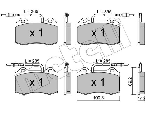 Kit pastiglie freno, Freno a disco - 22-0251-1 METELLI