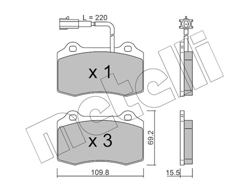 Brake Pad Set, disc brake - 22-0251-7 METELLI