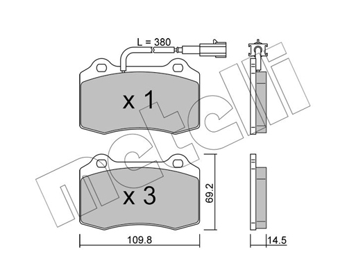 Brake Pad Set, disc brake - 22-0251-8 METELLI