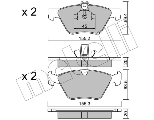 Brake Pad Set, disc brake - 22-0252-0 METELLI