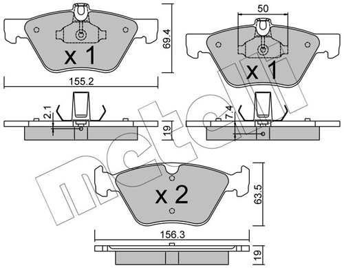Комплект тормозных колодок, дисковый тормоз - 22-0252-1 METELLI
