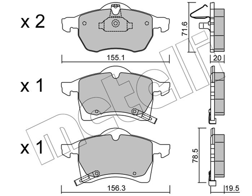 Kit pastiglie freno, Freno a disco - 22-0258-0 METELLI