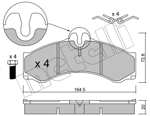 Brake Pad Set, disc brake - 22-0262-0 METELLI