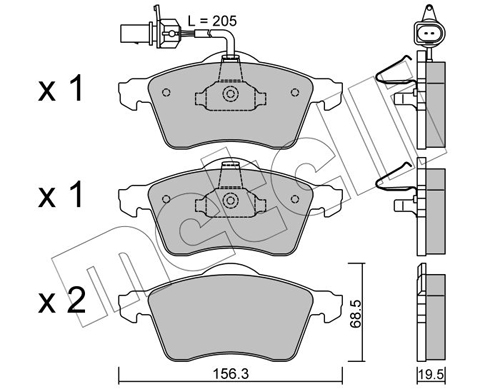 Brake Pad Set, disc brake - 22-0263-1 METELLI