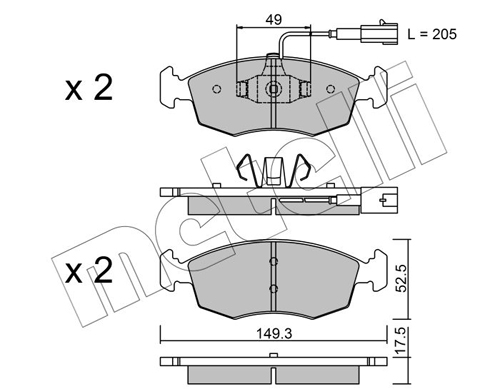 Brake Pad Set, disc brake - 22-0274-4 METELLI