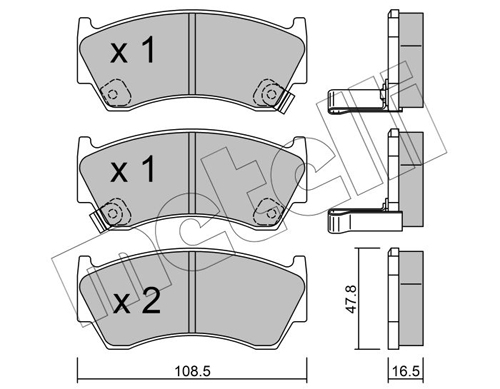 Kit pastiglie freno, Freno a disco - 22-0277-0 METELLI