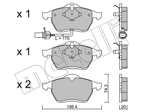 Brake Pad Set, disc brake - 22-0279-1 METELLI