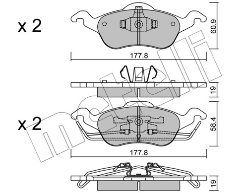 Brake Pad Set, disc brake - 22-0291-0 METELLI