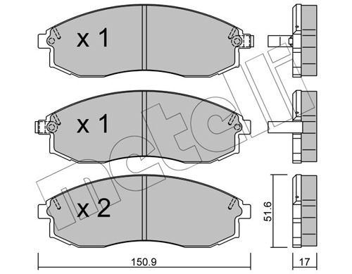 Brake Pad Set, disc brake - 22-0306-0 METELLI