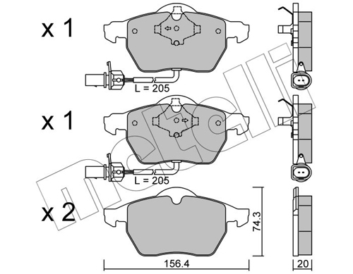 Brake Pad Set, disc brake - 22-0314-0 METELLI