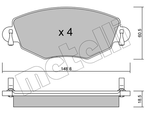 Kit pastiglie freno, Freno a disco - 22-0318-0 METELLI