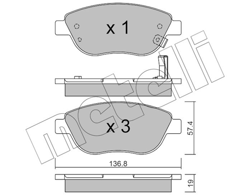 Kit pastiglie freno, Freno a disco - 22-0322-2 METELLI