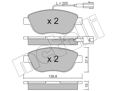 Комплект тормозных колодок, дисковый тормоз - 22-0322-3 METELLI