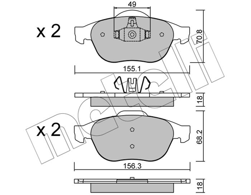 Brake Pad Set, disc brake - 22-0336-2 METELLI
