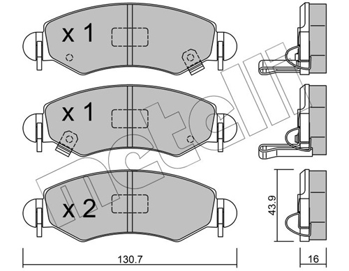 Brake Pad Set, disc brake - 22-0339-1 METELLI