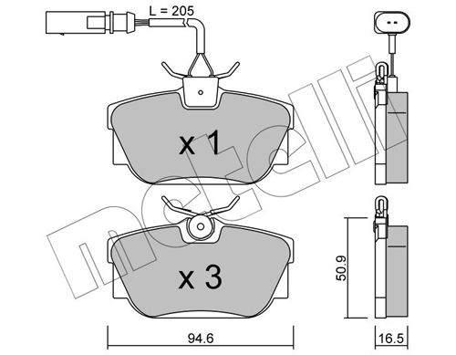Brake Pad Set, disc brake - 22-0346-1 METELLI