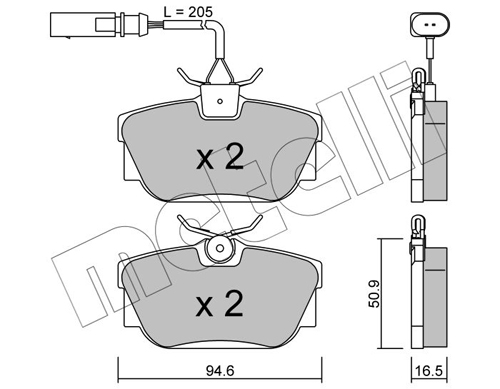 Brake Pad Set, disc brake - 22-0346-2 METELLI