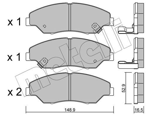 Комплект тормозных колодок, дисковый тормоз - 22-0376-0 METELLI