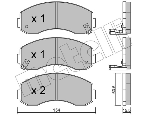 Комплект тормозных колодок, дисковый тормоз - 22-0377-0 METELLI