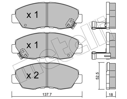 Комплект тормозных колодок, дисковый тормоз - 22-0384-0 METELLI