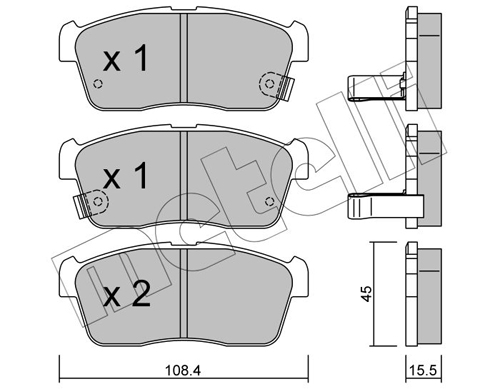 Brake Pad Set, disc brake - 22-0415-0 METELLI
