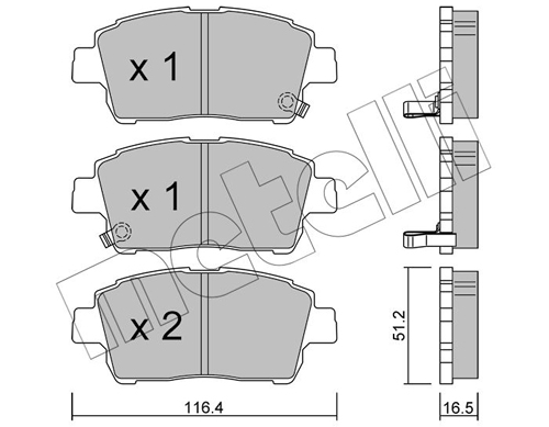 Комплект тормозных колодок, дисковый тормоз - 22-0423-0 METELLI