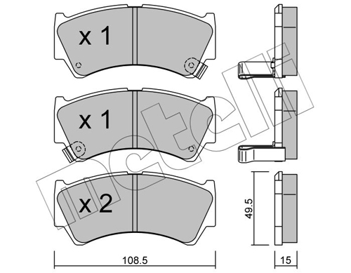 Комплект тормозных колодок, дисковый тормоз - 22-0436-0 METELLI