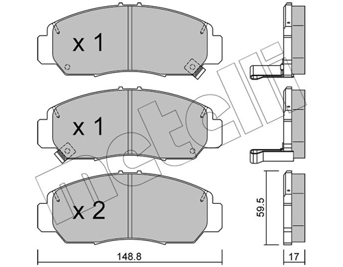 Комплект тормозных колодок, дисковый тормоз - 22-0462-0 METELLI