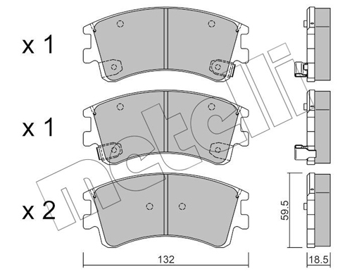 Комплект тормозных колодок, дисковый тормоз - 22-0476-0 METELLI