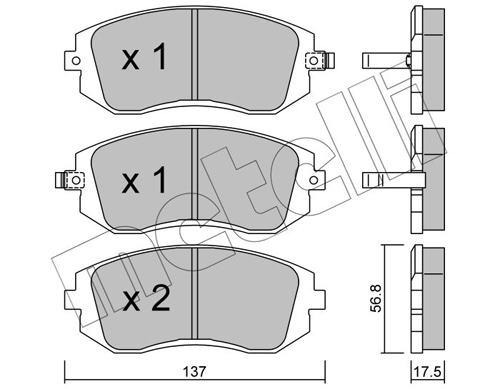 Brake Pad Set, disc brake - 22-0500-0 METELLI