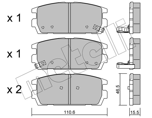 Brake Pad Set, disc brake - 22-0507-0 METELLI