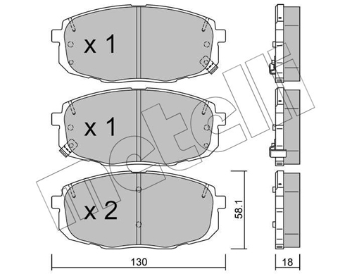 Brake Pad Set, disc brake - 22-0513-1 METELLI