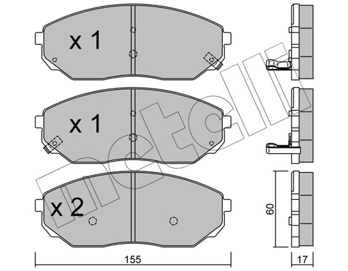 Brake Pad Set, disc brake - 22-0515-0 METELLI