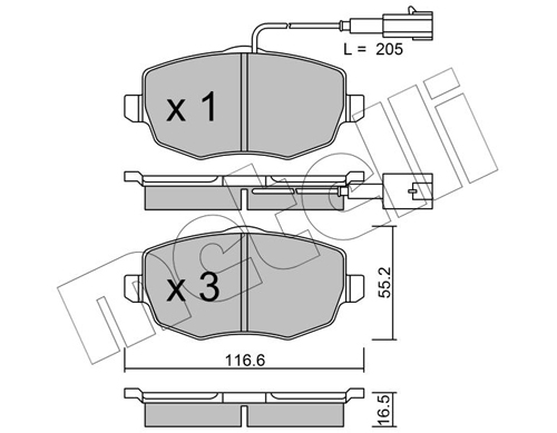 Brake Pad Set, disc brake - 22-0528-1 METELLI