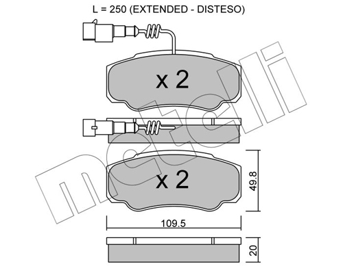 Kit pastiglie freno, Freno a disco - 22-0532-1 METELLI