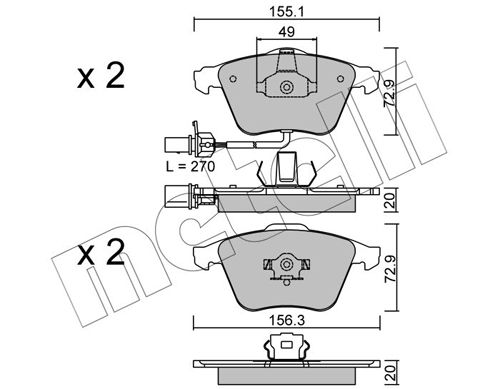 Brake Pad Set, disc brake - 22-0549-1 METELLI