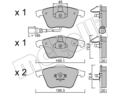 Brake Pad Set, disc brake - 22-0549-2 METELLI