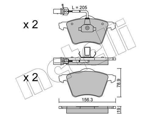 Комплект тормозных колодок, дисковый тормоз - 22-0550-1 METELLI