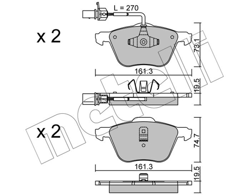 Brake Pad Set, disc brake - 22-0551-0 METELLI