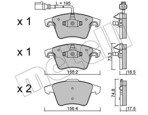 Brake Pad Set, disc brake - 22-0552-1 METELLI