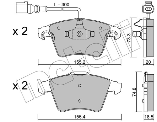 Brake Pad Set, disc brake - 22-0552-2 METELLI