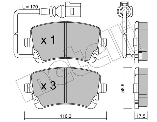 Brake Pad Set, disc brake - 22-0554-0 METELLI