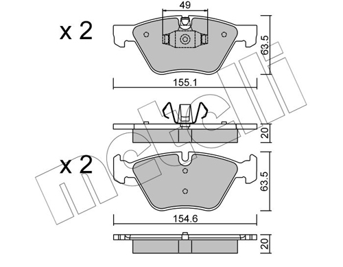 Brake Pad Set, disc brake - 22-0557-5 METELLI