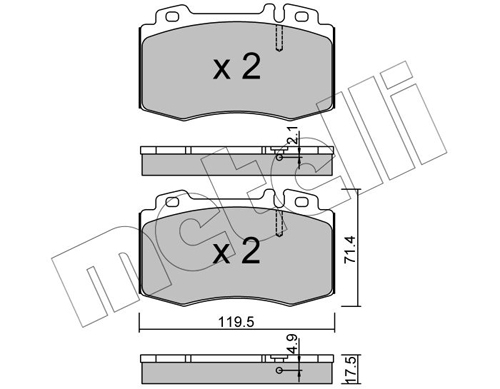 Brake Pad Set, disc brake - 22-0563-5 METELLI