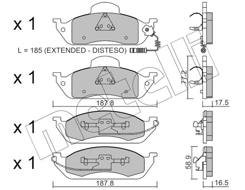 Brake Pad Set, disc brake - 22-0569-0 METELLI