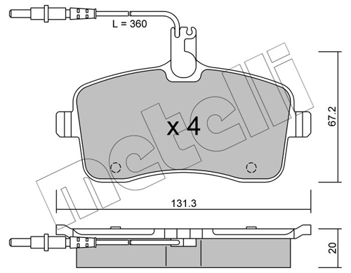 Brake Pad Set, disc brake - 22-0600-0 METELLI