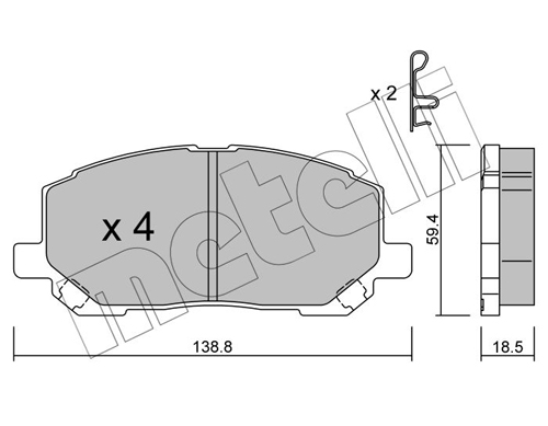 Brake Pad Set, disc brake - 22-0616-0 METELLI