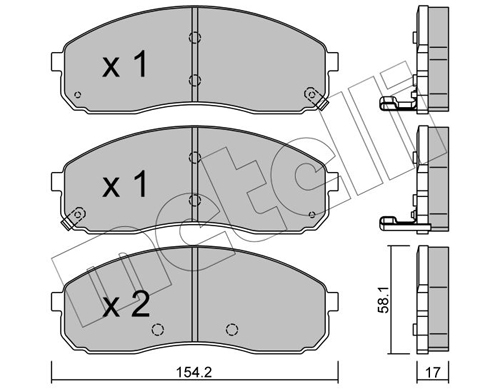 Kit pastiglie freno, Freno a disco - 22-0631-0 METELLI