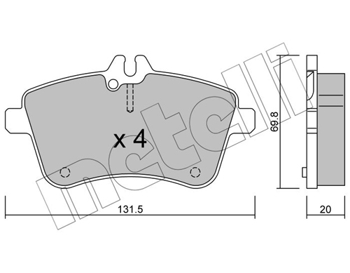 Kit pastiglie freno, Freno a disco - 22-0647-0 METELLI