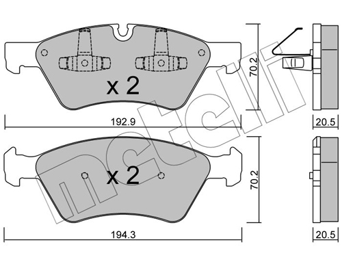 Brake Pad Set, disc brake - 22-0670-0 METELLI